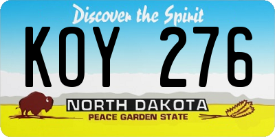 ND license plate KOY276