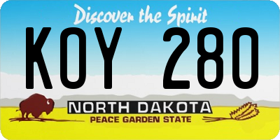 ND license plate KOY280