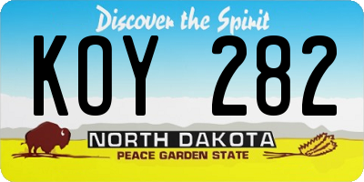 ND license plate KOY282