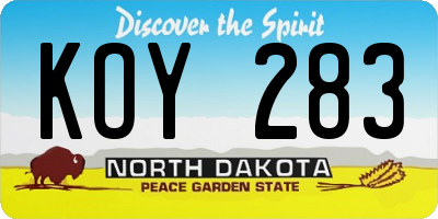 ND license plate KOY283