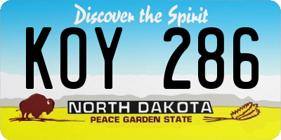 ND license plate KOY286
