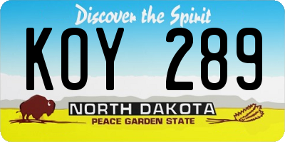 ND license plate KOY289