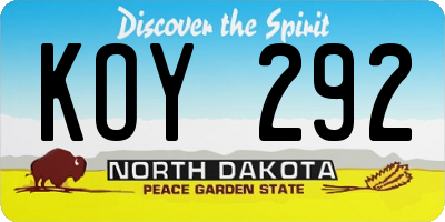 ND license plate KOY292