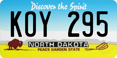 ND license plate KOY295