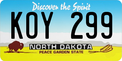 ND license plate KOY299