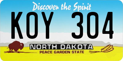 ND license plate KOY304