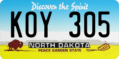 ND license plate KOY305