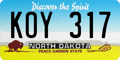 ND license plate KOY317