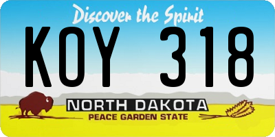ND license plate KOY318