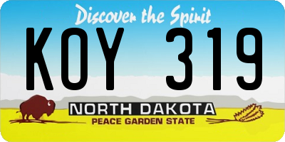 ND license plate KOY319