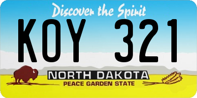 ND license plate KOY321