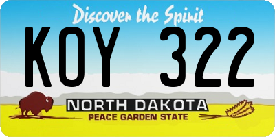 ND license plate KOY322