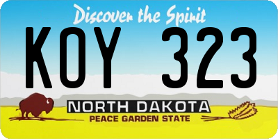 ND license plate KOY323