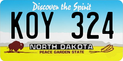 ND license plate KOY324
