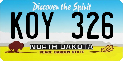 ND license plate KOY326