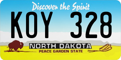 ND license plate KOY328
