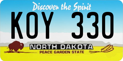 ND license plate KOY330