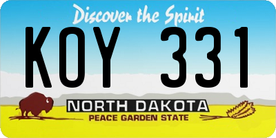 ND license plate KOY331