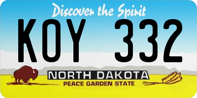 ND license plate KOY332