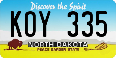 ND license plate KOY335