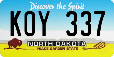 ND license plate KOY337