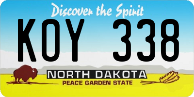 ND license plate KOY338