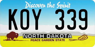 ND license plate KOY339