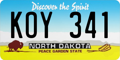ND license plate KOY341