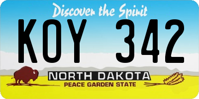 ND license plate KOY342