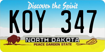 ND license plate KOY347