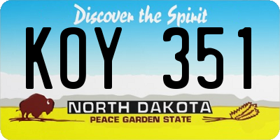 ND license plate KOY351