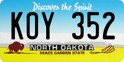 ND license plate KOY352