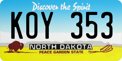 ND license plate KOY353