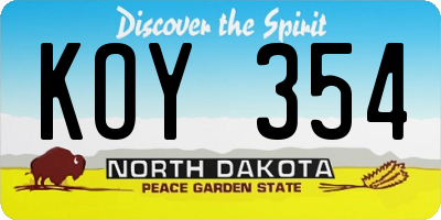 ND license plate KOY354