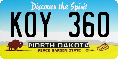 ND license plate KOY360