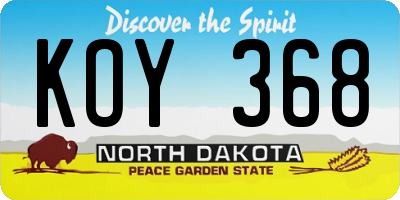 ND license plate KOY368