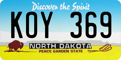 ND license plate KOY369