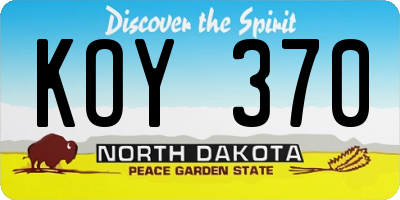 ND license plate KOY370