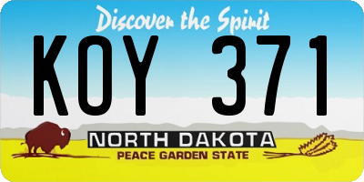 ND license plate KOY371