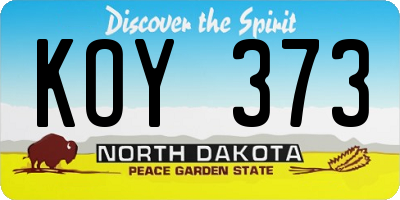 ND license plate KOY373