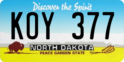 ND license plate KOY377