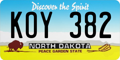 ND license plate KOY382