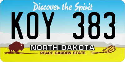 ND license plate KOY383