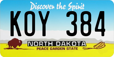 ND license plate KOY384