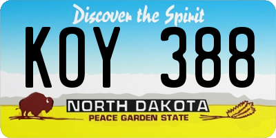 ND license plate KOY388
