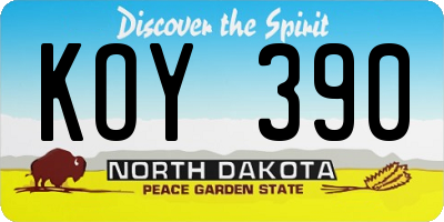ND license plate KOY390