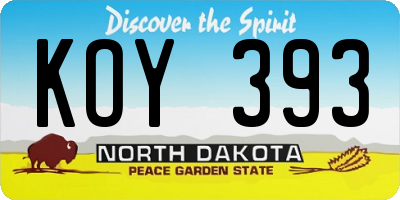 ND license plate KOY393