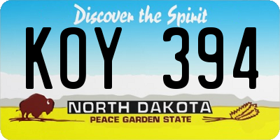 ND license plate KOY394