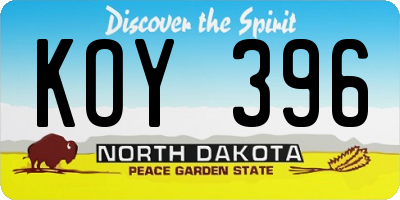 ND license plate KOY396