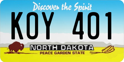 ND license plate KOY401